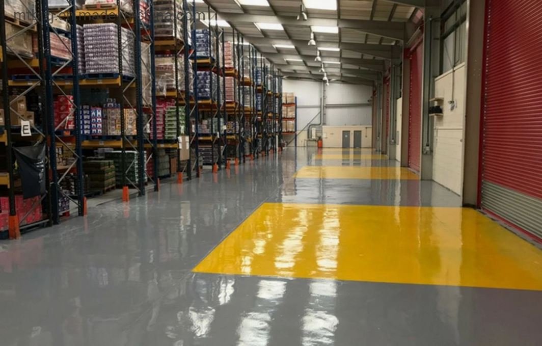 commercial space warehouse with epoxy floor