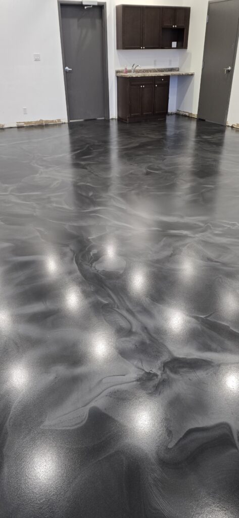 ommercial metallic epoxy showroom flooring calgary
